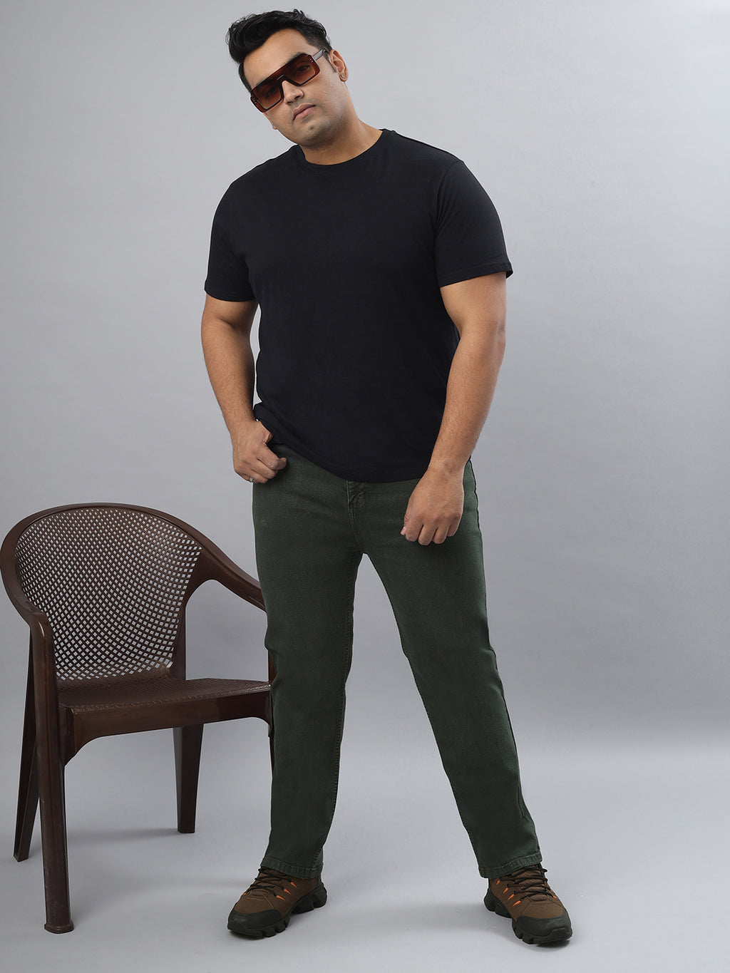 Men’s Plus Size Stretchable Slim Fit Denim Jeans, Mid Rise Casual Wear Pants ZU908