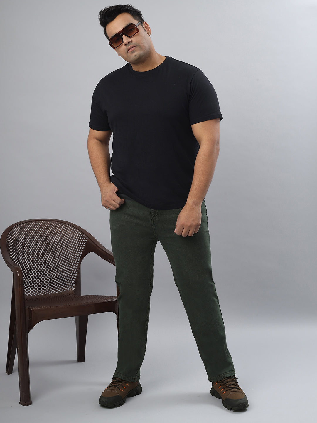 Men’s Plus Size Stretchable Slim Fit Denim Jeans, Mid Rise Casual Wear Pants ZU908