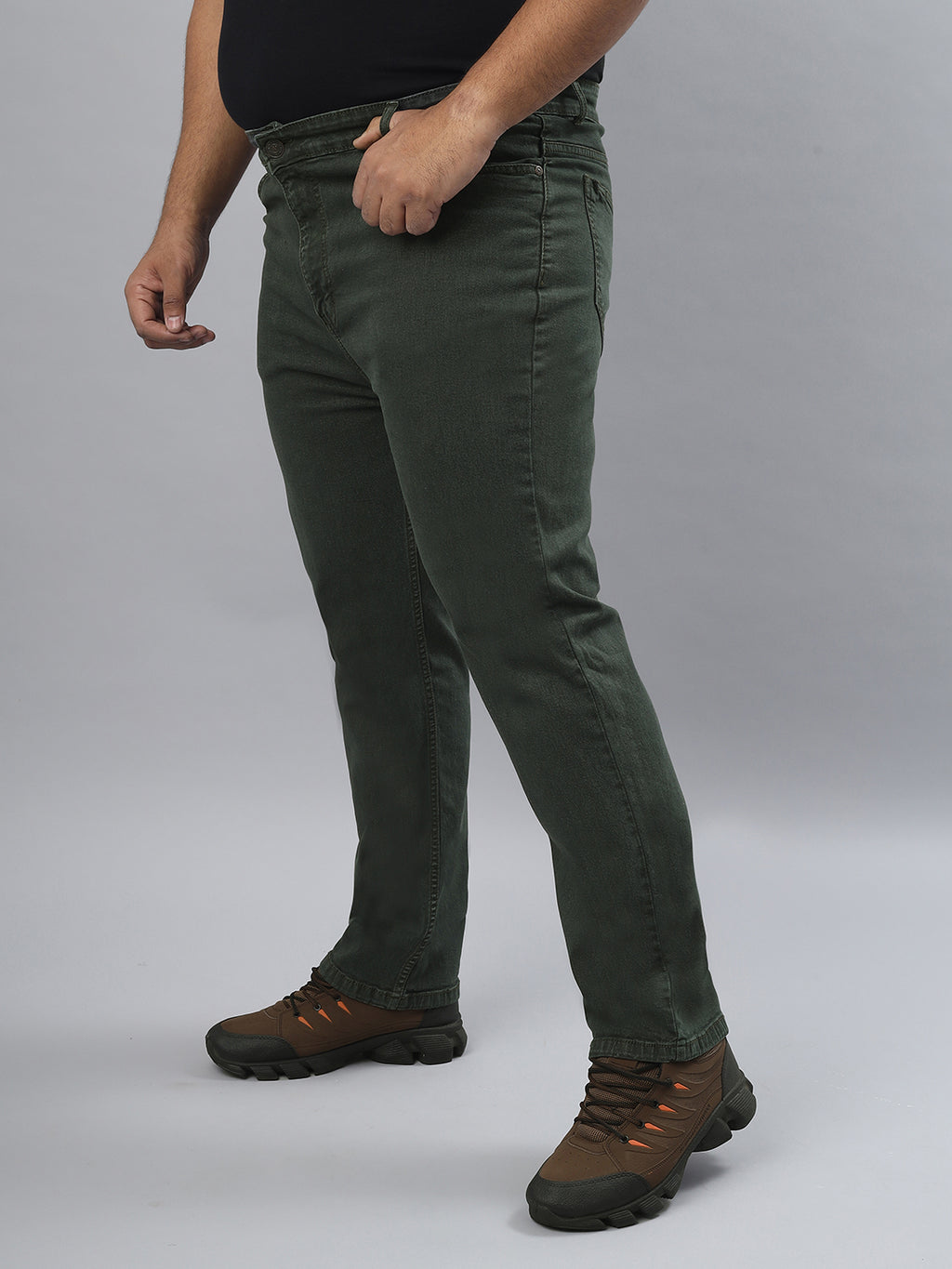 Men’s Plus Size Stretchable Slim Fit Denim Jeans, Mid Rise Casual Wear Pants ZU908