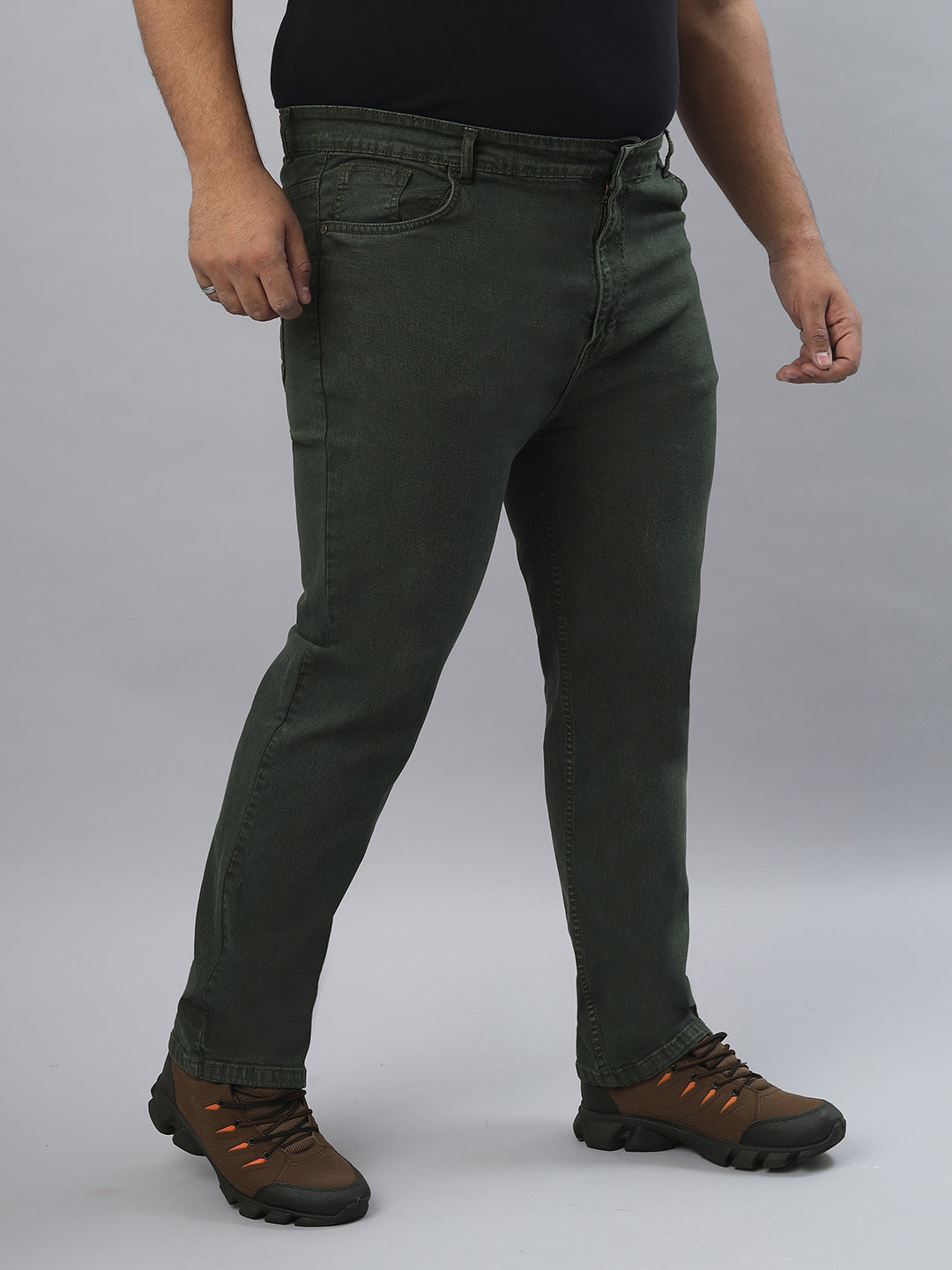 Men’s Plus Size Stretchable Slim Fit Denim Jeans, Mid Rise Casual Wear Pants ZU908