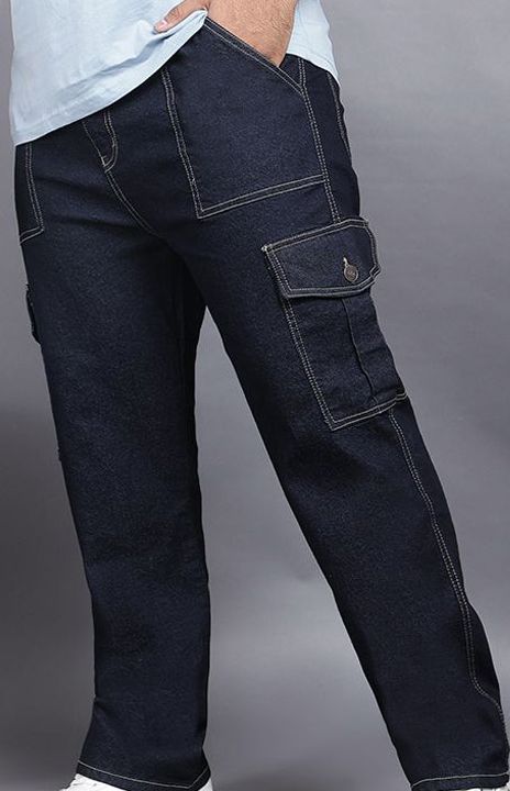 ZUSH Men Plus Size Mid Rise Clean Look  Stretchable cargo Jeans ZU577