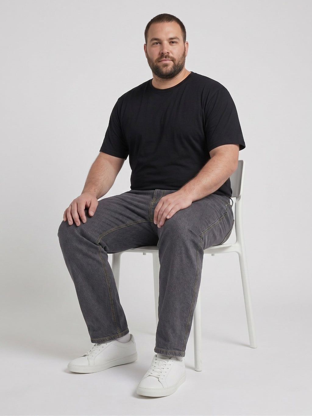 Men's Regular Fit Plus Size Stretchable Denim Jeans Mid Rise Casual Everyday Wear ZU581