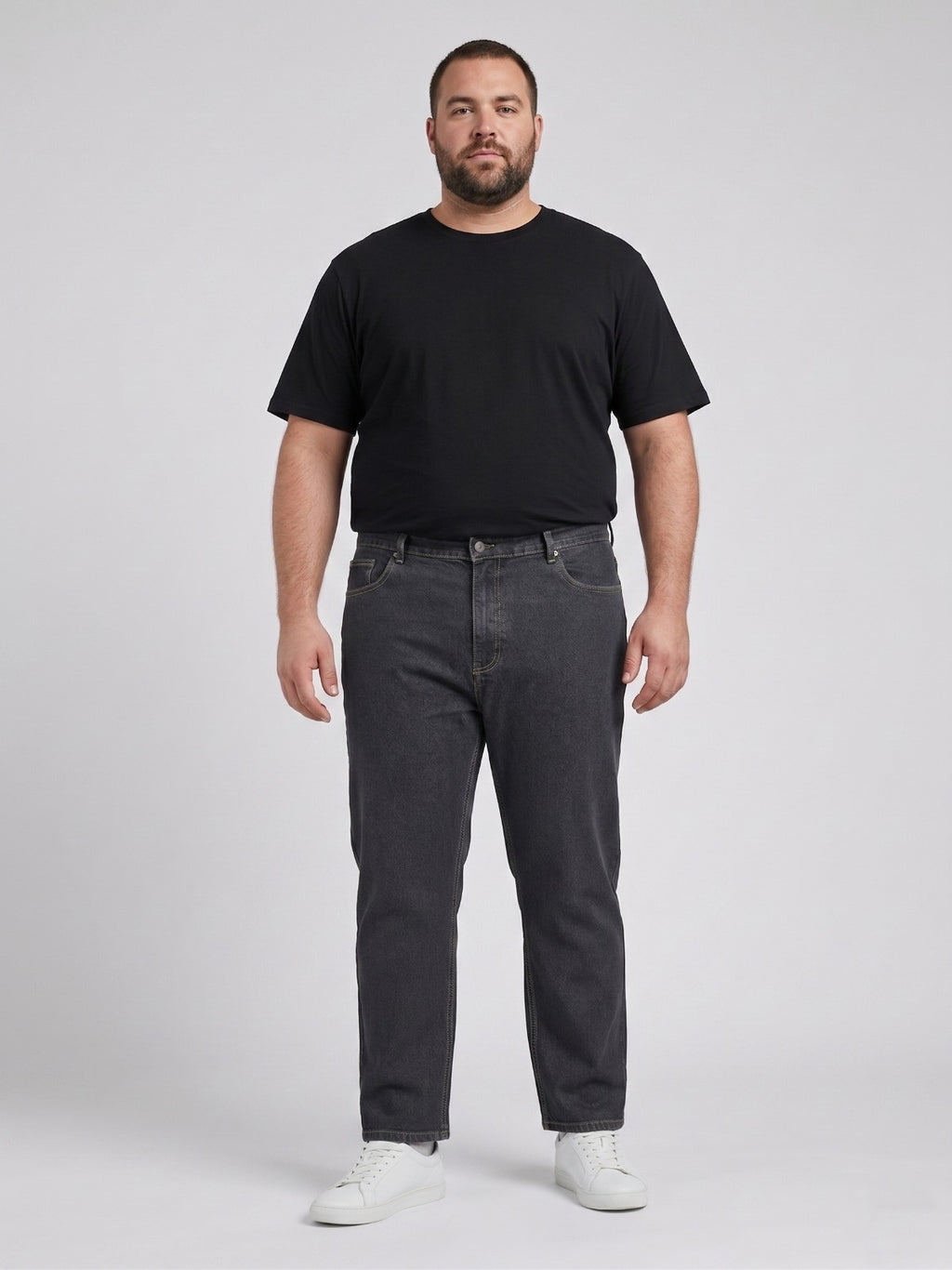 Men's Regular Fit Plus Size Stretchable Denim Jeans Mid Rise Casual Everyday Wear ZU581