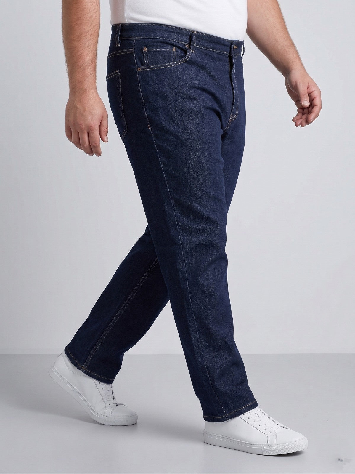 Men's Regular Fit Plus Size Stretchable Denim Jeans Mid Rise Casual Everyday Wear ZU582