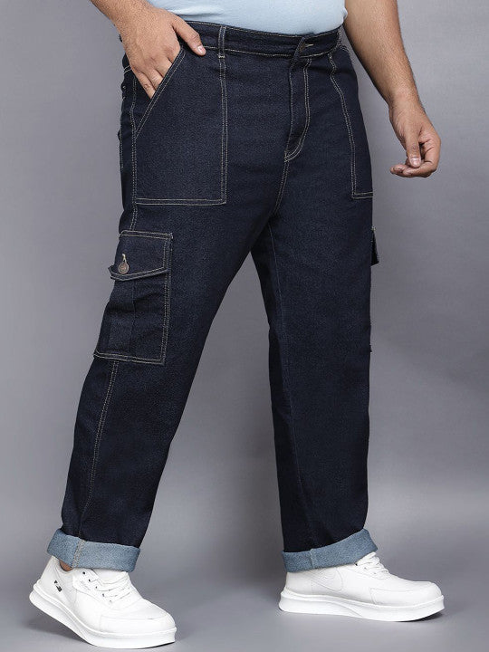 ZUSH Men Plus Size Mid Rise Clean Look  Stretchable cargo Jeans ZU577