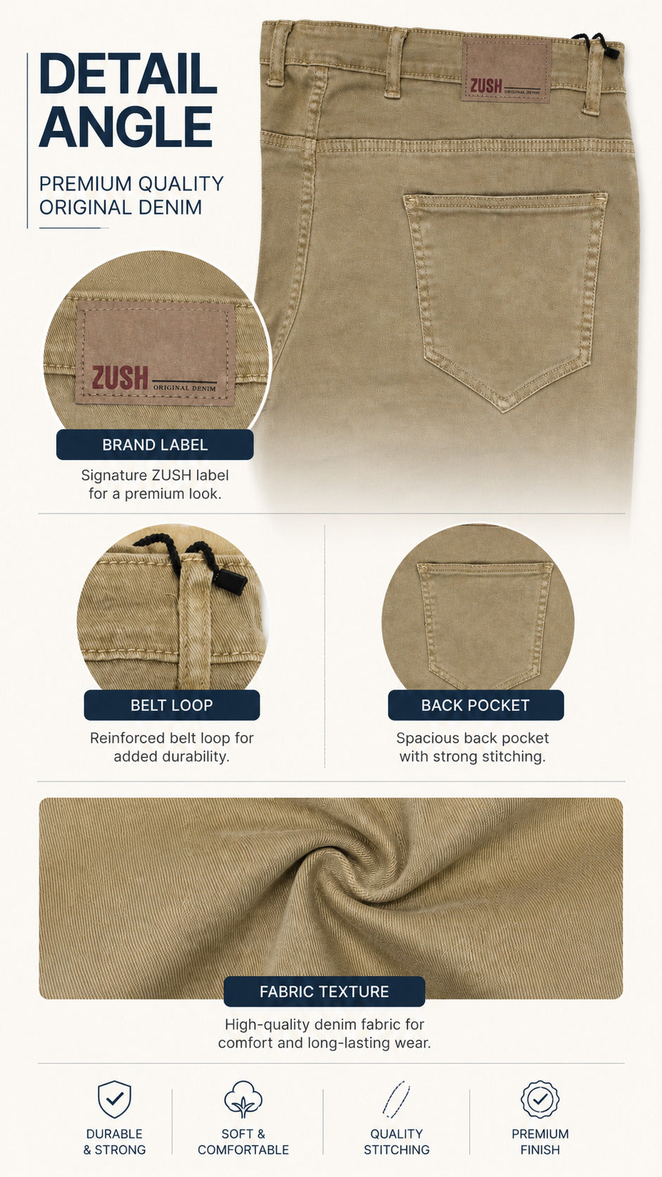 Men's Regular Fit Casual Cotton Blend Stretchable jeans Mid Rise Everyday Comfort Pants