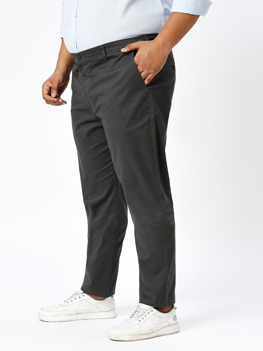Men's Plus Size Stretchable Formal Trousers Regular Fit Smart Casual Office Pants ZU403