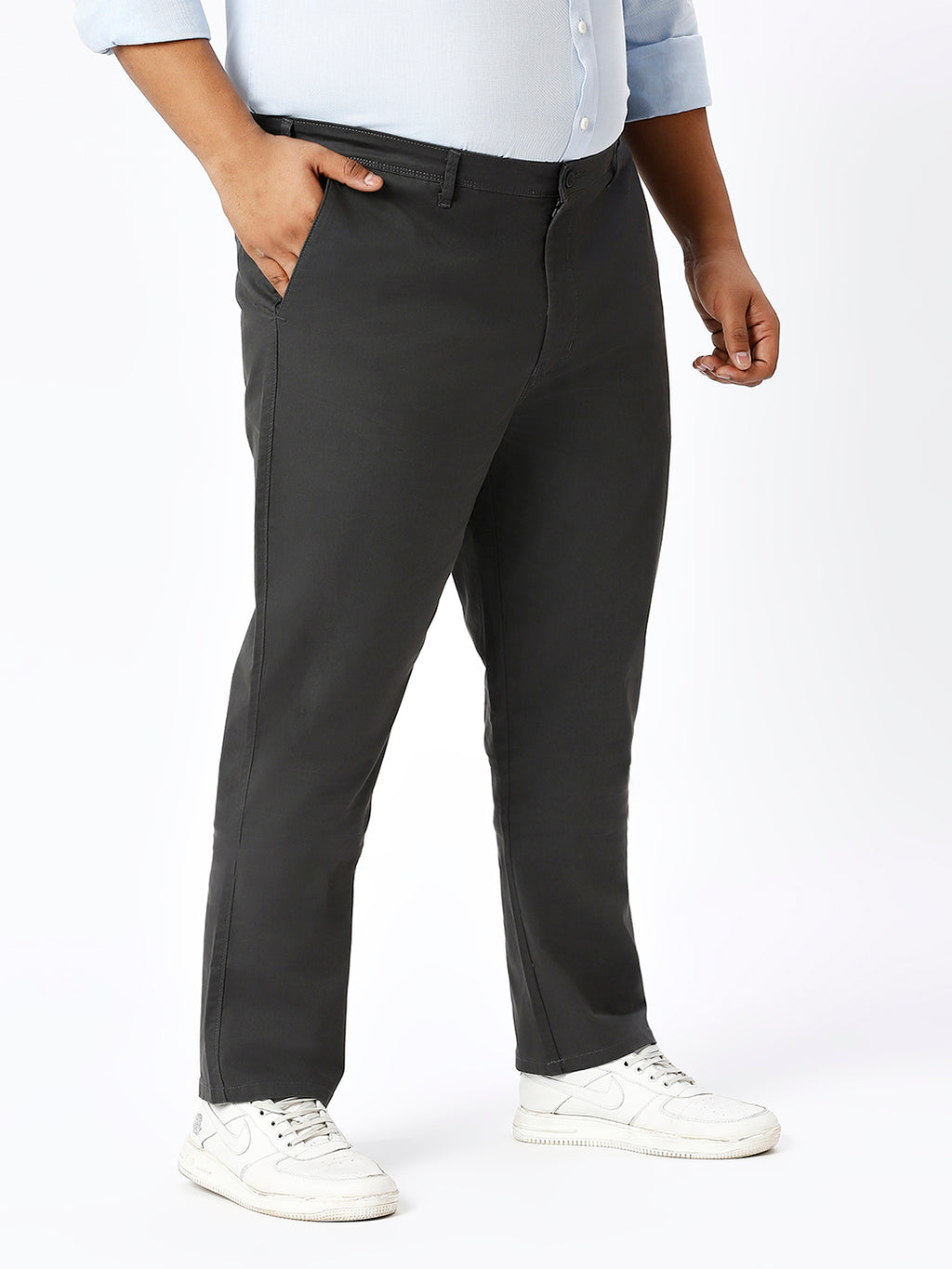 Men's Plus Size Stretchable Formal Trousers Regular Fit Smart Casual Office Pants ZU403