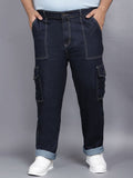 ZUSH Men Plus Size Mid Rise Clean Look  Stretchable cargo Jeans ZU577