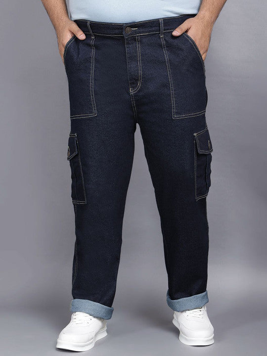 ZUSH Men Plus Size Mid Rise Clean Look  Stretchable cargo Jeans ZU577