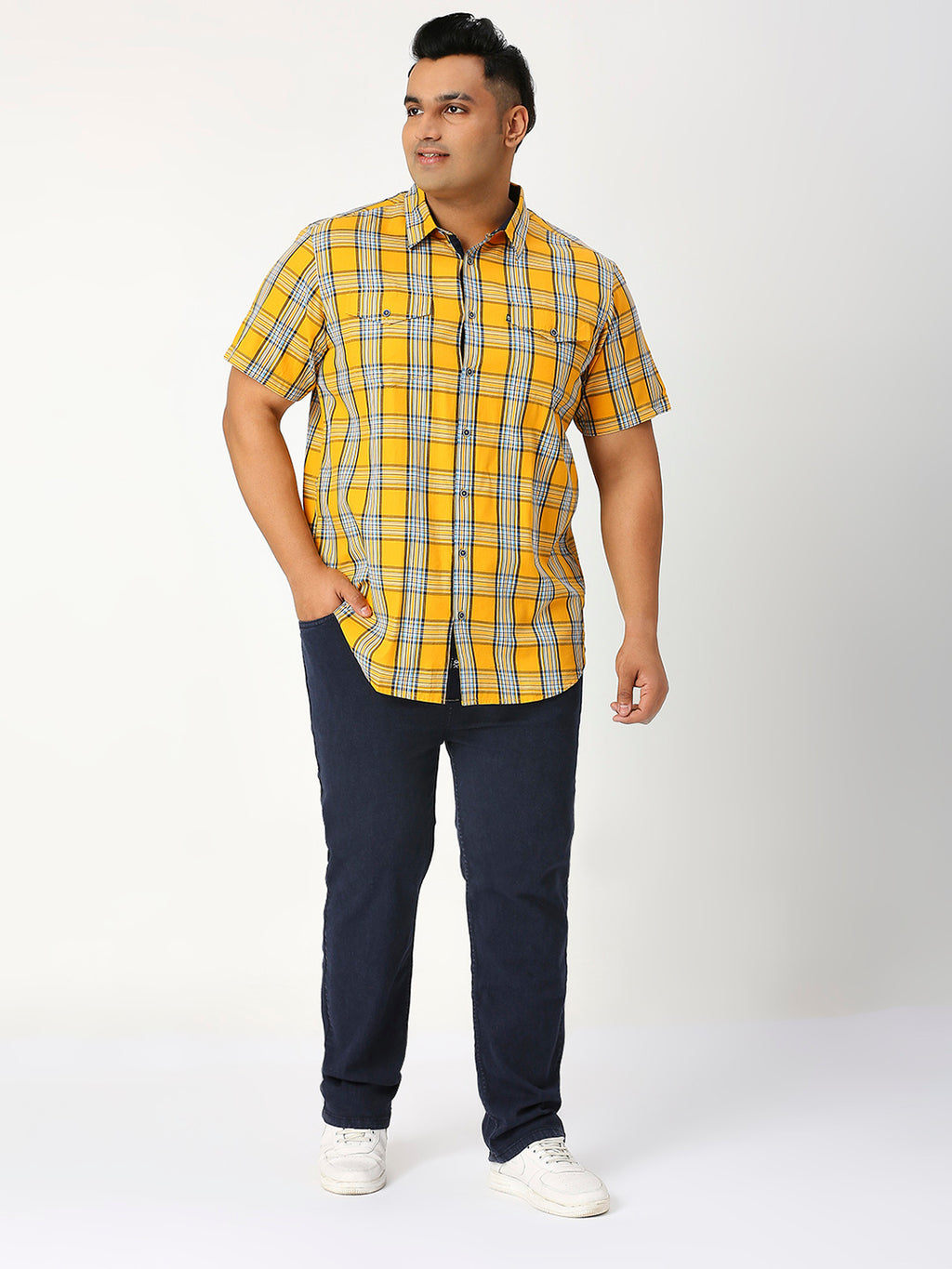 Men’s Plus Size Stretchable Slim Fit Denim Jeans, Mid Rise Casual Wear Pants ZU903