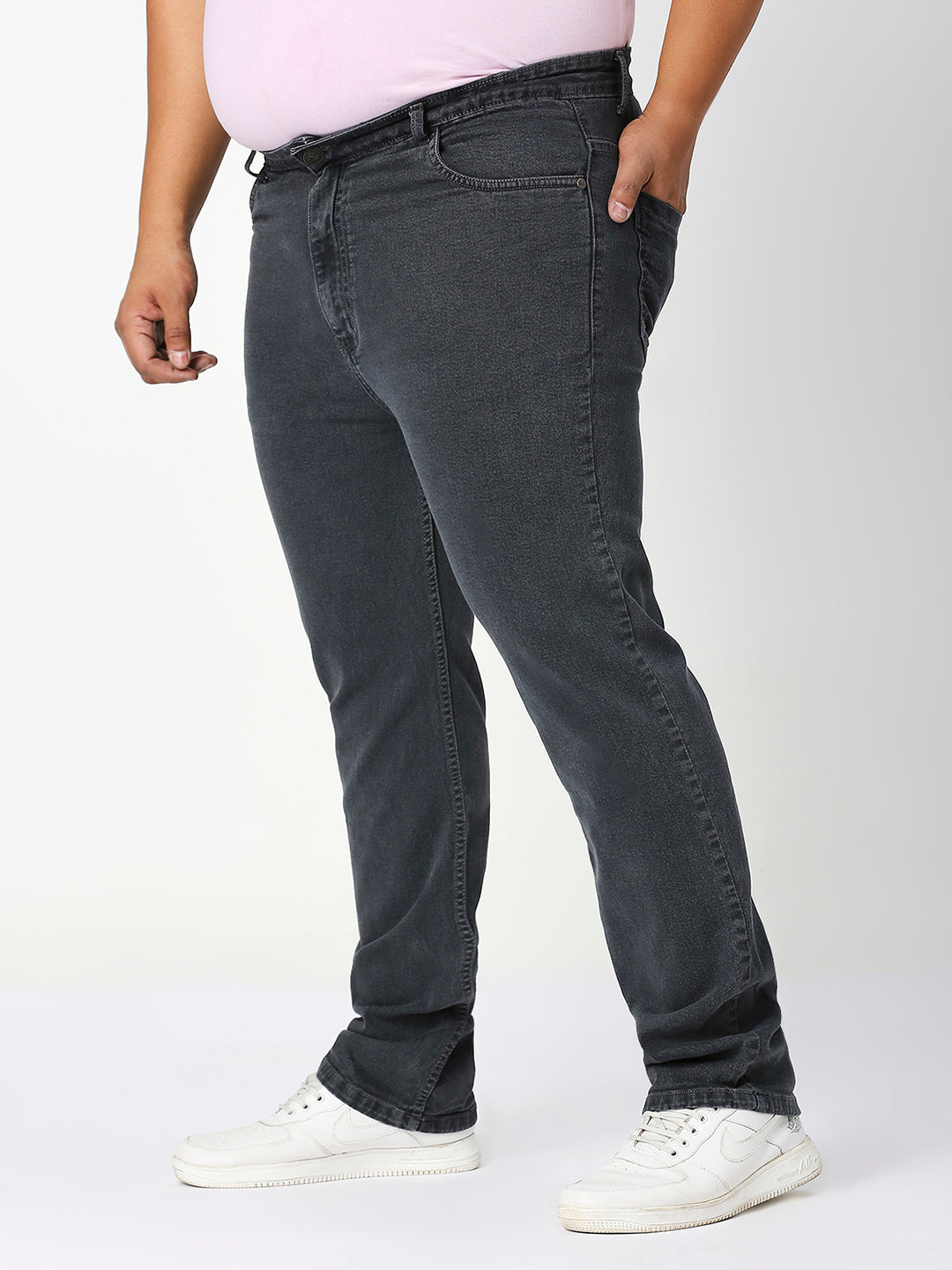 Men’s Plus Size Stretchable Slim Fit Denim Jeans, Mid Rise Casual Wear Pants ZU906