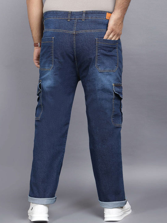 ZUSH Men Plus Size Mid Rise Clean Look  Stretchable cargo Jeans ZU578