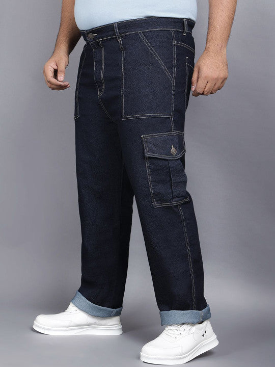 ZUSH Men Plus Size Mid Rise Clean Look  Stretchable cargo Jeans ZU577