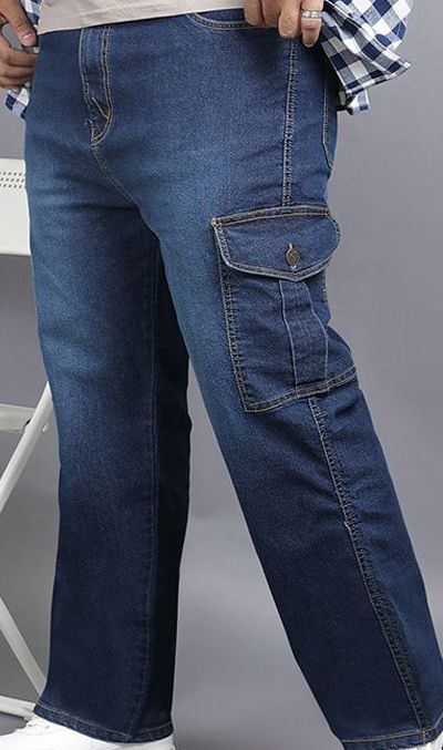 ZUSH Men Plus Size Mid Rise Clean Look  Stretchable cargo Jeans ZU578