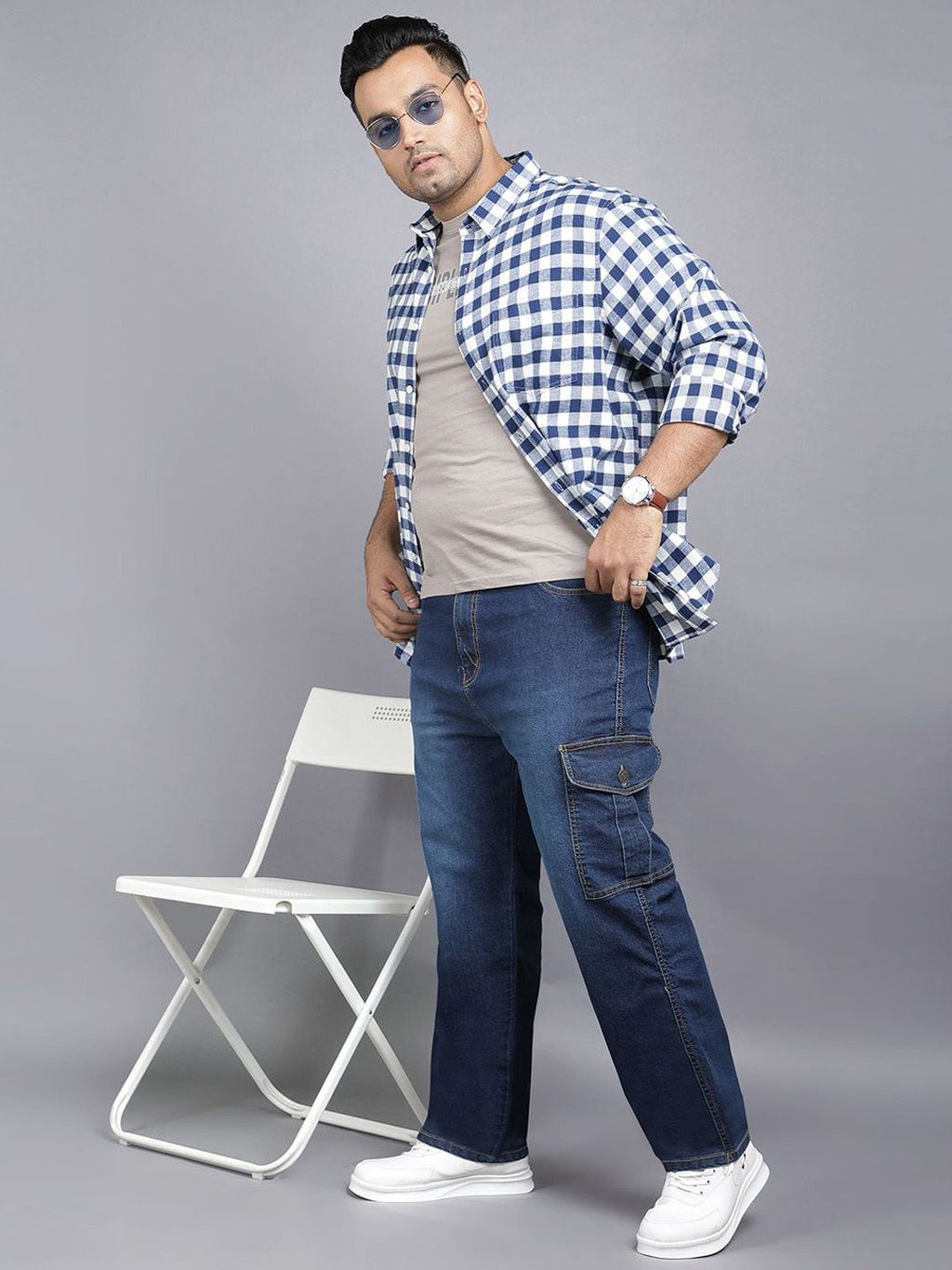 ZUSH Men Plus Size Mid Rise Clean Look  Stretchable cargo Jeans ZU578